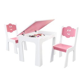 Stůl otevírací + 2 židle - Mrak růžová