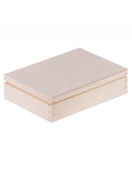 Přírodní dřevěná krabička / box na fotky - 17,5x13,5x5 cm