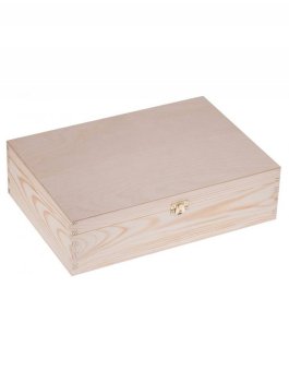 Přírodní dřevěná dárková krabička se zámkem - 35x25x10 cm