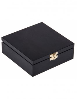 Krabička dřevěná 16x16x6 cm černá - zapínání
