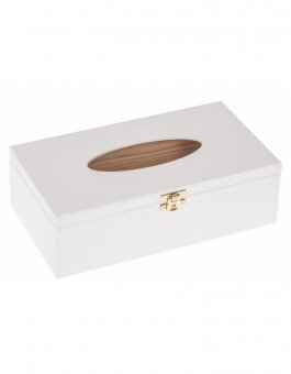 Krabička dřevěná na kapesníky 14,2x26,2x8,2 cm zapínání - bílá