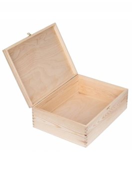 Zvětšit Přírodní dřevěná dárková krabička se zámkem - 40x30x13,5 cm