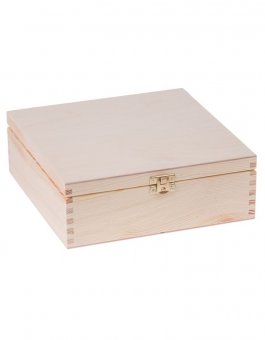 Krabička dřevěná na čaj 22,5x22,5x8,2 cm zapínání