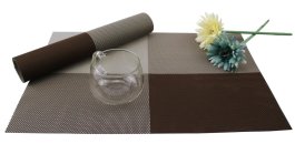 Prostírání pletené PVC 1 kus - kříž - hnědá