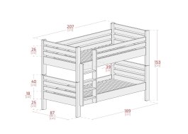 Patrová postel MIKOL 2v1 200x80 cm bílá + šuplíky + rošty ZDARMA