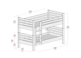 Patrová postel MIKOL 2v1 200x80 cm + šuplíky + rošty ZDARMA