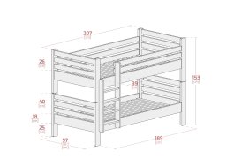 Patrová postel MIKOL 2v1 200x90 cm bílá + šuplíky + rošty ZDARMA