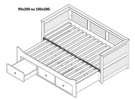 Postel Lahti 90-180/200 cm + rošt rozkládací - šedá