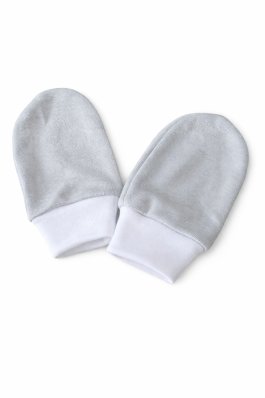 Kojenecké bavlněné rukavičky - šedé bílý lem