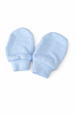 Kojenecké bavlněné rukavičky - světle modrá