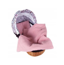 Polštářek + deka do kočárku mušelín s výplní / růžová