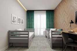 Patrová postel MIKOL 2v1 200x80 cm + rošty - šedá