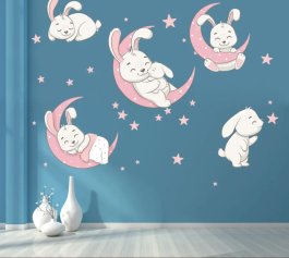 Samolepící dekorace na zeď / králíček na obloze