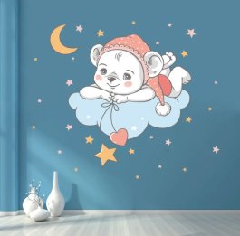 Samolepící dekorace na zeď /medvídek na mráčku