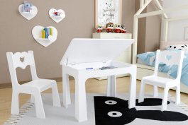 Zvětšit Stůl otevírací + 2 židle Srdce bílá