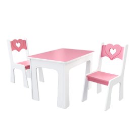 Zvětšit Stůl + dvě židle srdce růžovo-bílá