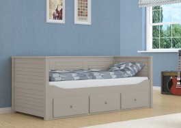 Zvětšit Rozkládací postel Lahti 90x200 cm šedá + rošty a zásuvky ZDARMA