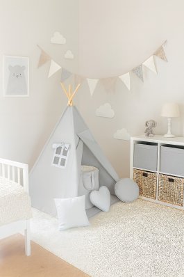 Zvětšit Stan teepee s oknem + 6 dárků zdarma šedý Zvětšit Stan teepee s oknem + 6 dárků zdarma šedý