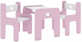 Stůl a dvě židle hvězda růžová