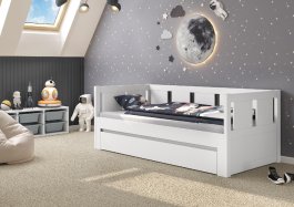 Postel Rimini 90-180/200 cm + rošty bílá - rozkládací