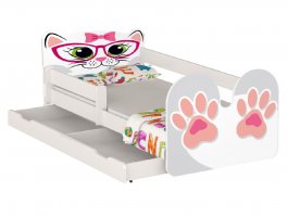 Postel Kočka růžová 180/80 cm + matrace + šuplík produkt