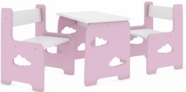 Stůl a dvě židle mráček růžový
