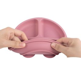 Silikonový talíř pro děti Smile - růžový