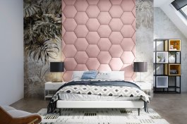 Čalouněný nástěnný panel Hexagon světle růžová