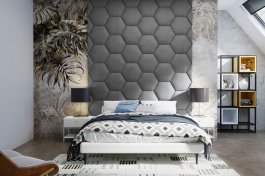 Čalouněný nástěnný panel Hexagon tmavě šedá