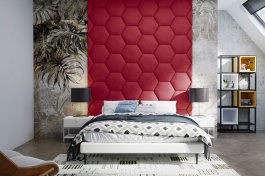 Čalouněný nástěnný panel Hexagon rubínová