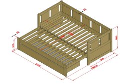 Rozkládací postel z masivu Rimini II + rošty a zásuvka ZDARMA