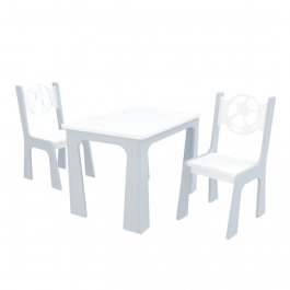 Stůl + dvě židle - míč bílo-šedá