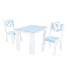 Stůl + dvě židle - míč modro-bílá