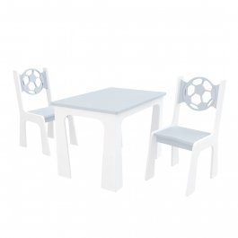 Stůl + dvě židle - míč šedo-bílá