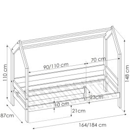 Dětská postel domek 160x80 cm borovice + rošt ZDARMA